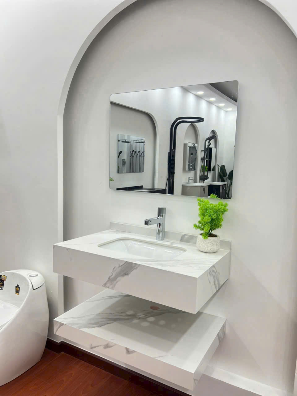 Tủ lavabo bàn đá DT810 trắng