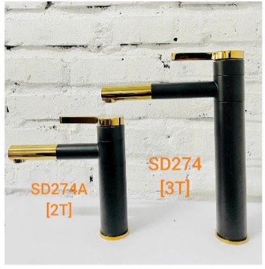 Vòi lavabo đen mỏ xi vàng