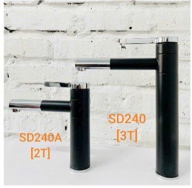 Vòi lavabo đen mỏ xi trắng