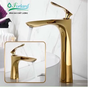 Vòi lavabo lá mạ vàng