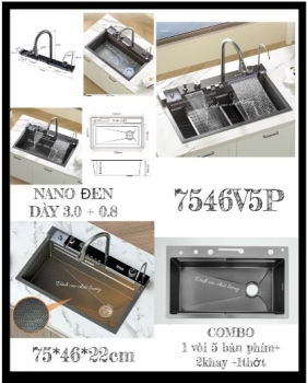 Chậu 05 PHÍM 7546V5P NANO ĐEN