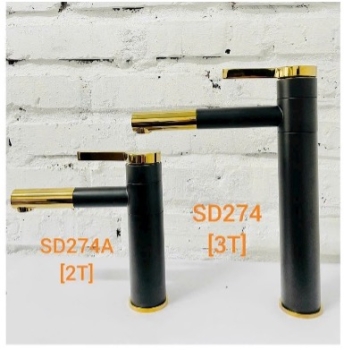 Vòi lavabo đen mỏ xi vàng