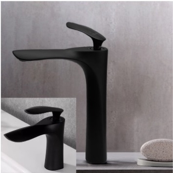 Vòi lavabo lá mạ đen